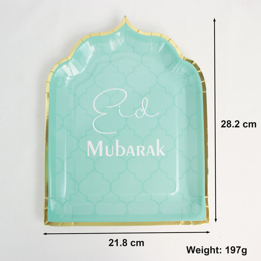 Luxury Eid Mubarak Mosque Theme Party Decoration Set - Green Gold Foil Design (Plates, Cups, Napkins)
