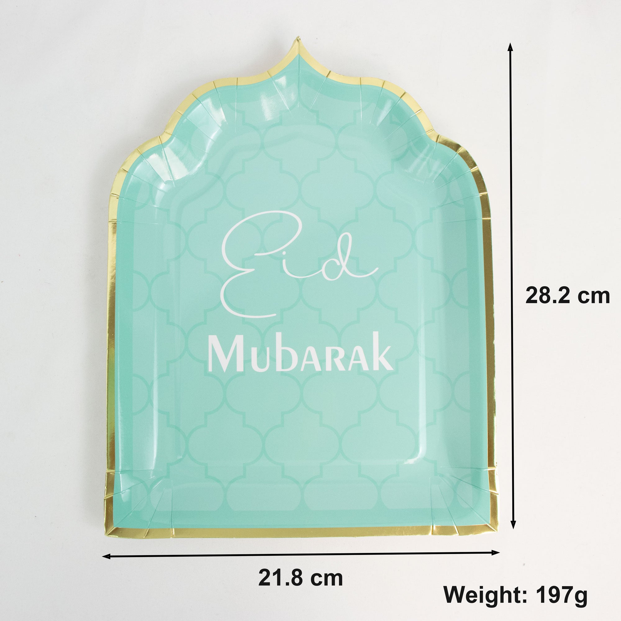 Luxury Eid Mubarak Mosque Theme Party Decoration Set - Green Gold Foil Design (Plates, Cups, Napkins)