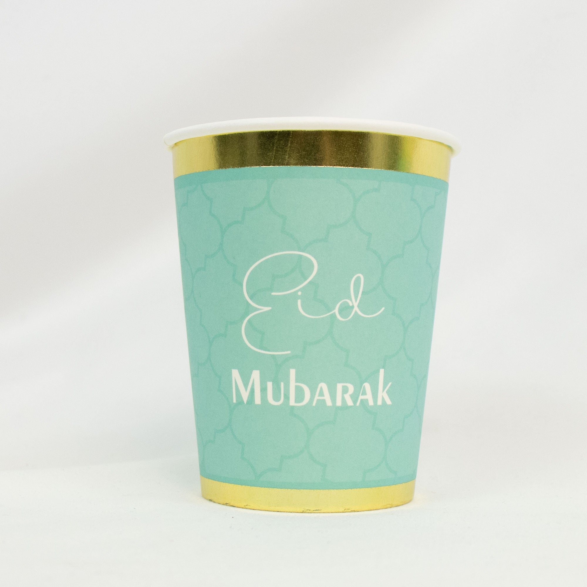 Luxury Eid Mubarak Mosque Theme Party Decoration Set - Green Gold Foil Design (Plates, Cups, Napkins)