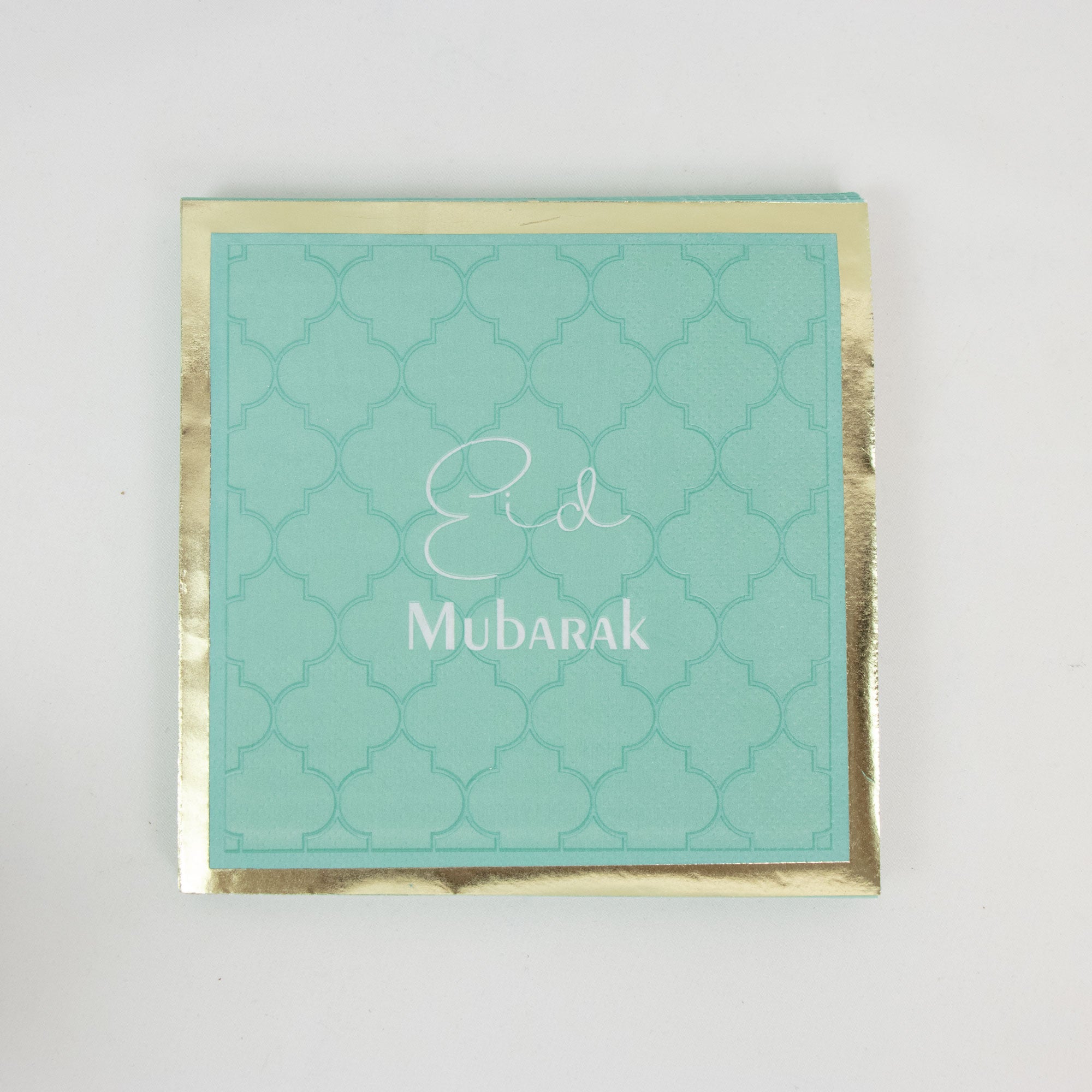 Luxury Eid Mubarak Mosque Theme Party Decoration Set - Green Gold Foil Design (Plates, Cups, Napkins)