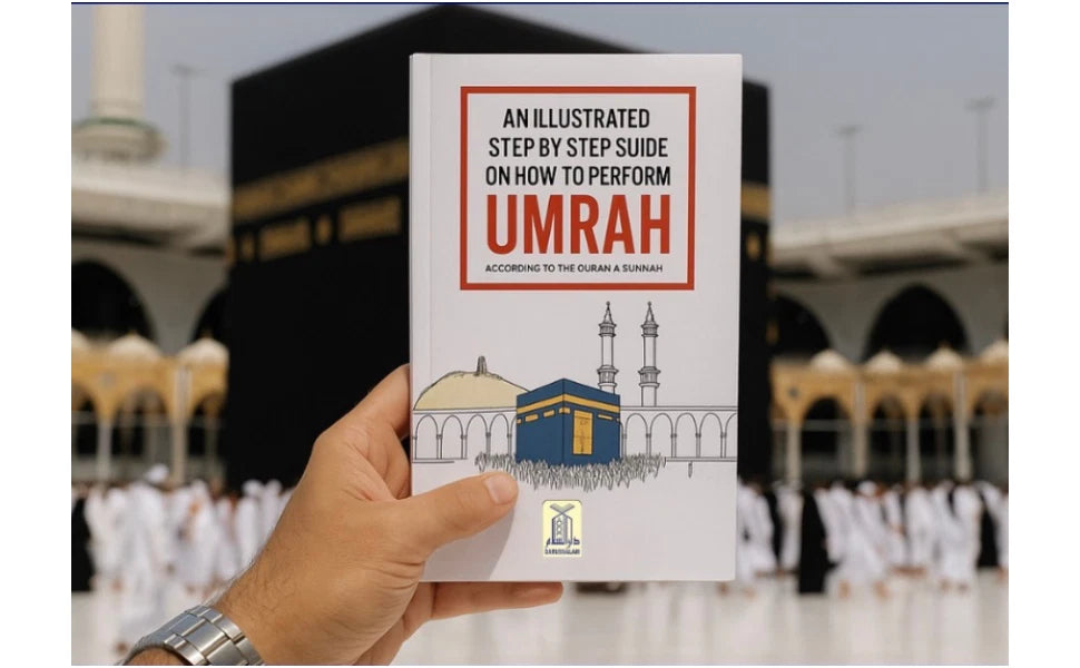Book titled an illustrated step by step guide on how to perform umrah