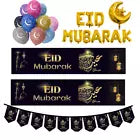 Black Eid Mubarak  Pack 2 Banners Bunting Balloons Decorate And Celebrate