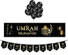 New Black Umrah Mubarak Set With Latex Balloons Decoration Gift  Wall Hanging