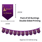 Eid Mubarak Decoration Set Purple & Gold Banners Bunting Balloons for Celebration
