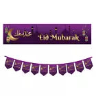 Eid Mubarak Decoration Set Purple & Gold Banners Bunting Balloons for Celebration