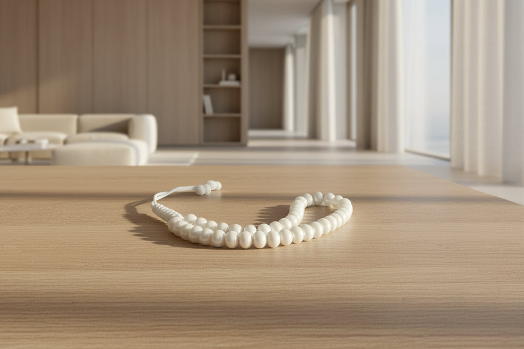 Handcrafted White Camel Bone Tasbih – 33 Islamic Prayer Beads with Traditional Carvings