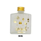 Umrah Mubarak Square Glass Bottle – Gold Printed Elegant Tabarruk Container