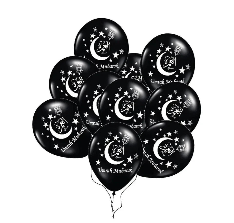 New Black Umrah Mubarak Set With Latex Balloons Decoration Gift  Wall Hanging