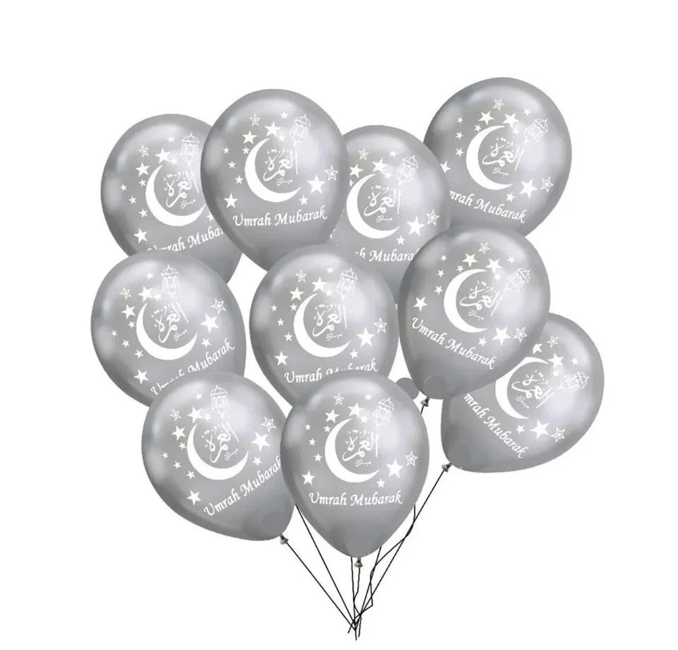 New Black Umrah Mubarak Set With Latex Balloons Decoration Gift  Wall Hanging