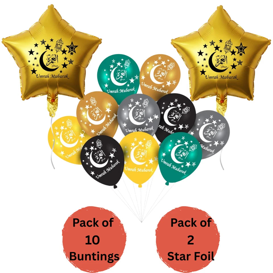 Umrah Mubarak Banners Bunting Balloons Foil Balloon Decorate And Celebration