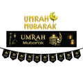 Umrah Mubarak Gold Foil Set Banner Bunting Foil Balloons decorative wall hanging