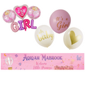 Baby Shower Banner And Balloon set Girl Aqiqah Mubarak party decor Gift